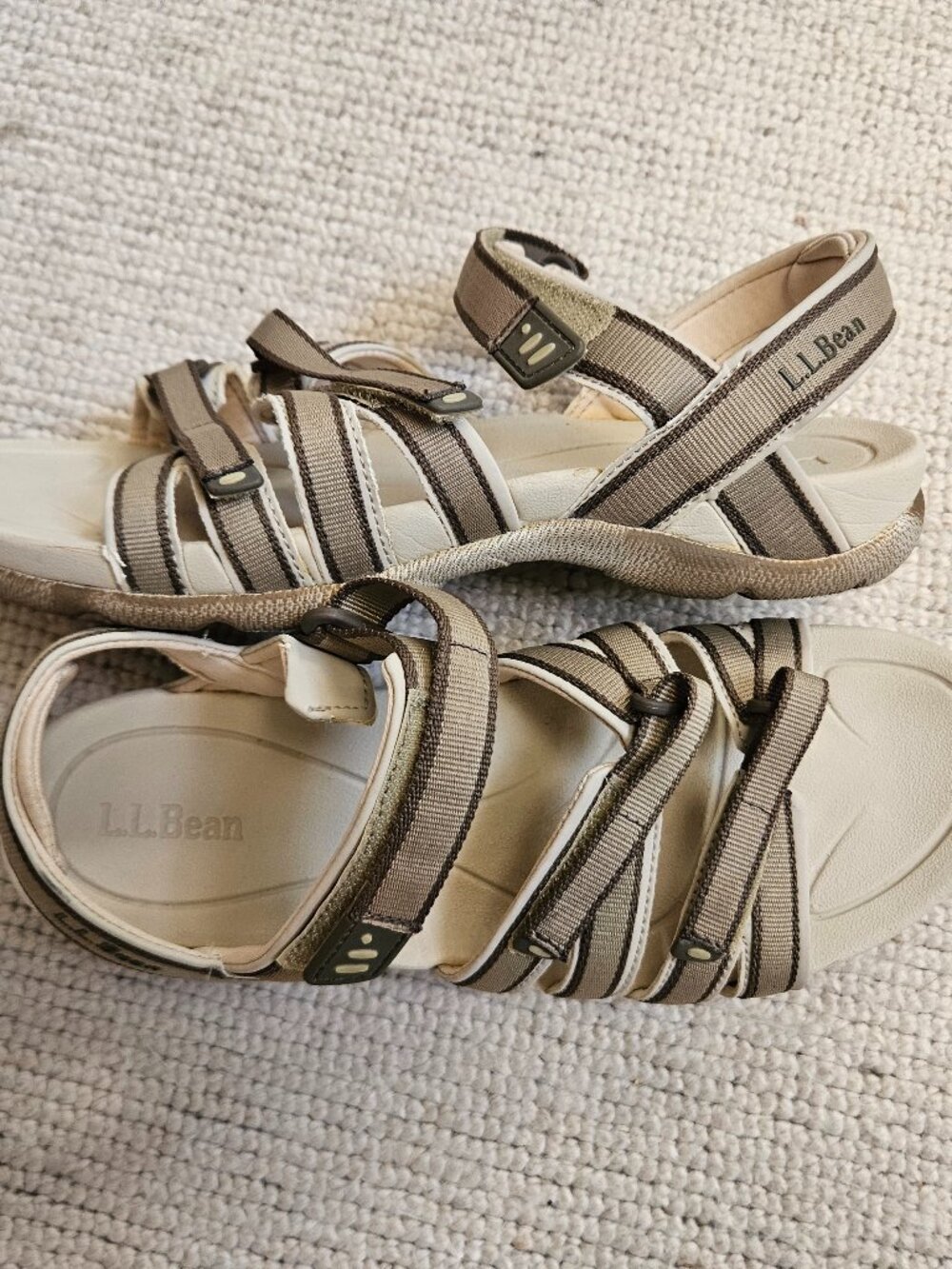 L.L. Bean Women's Boothbay Sandals Cement Tan Beige Size 10 Outdoor Watersports